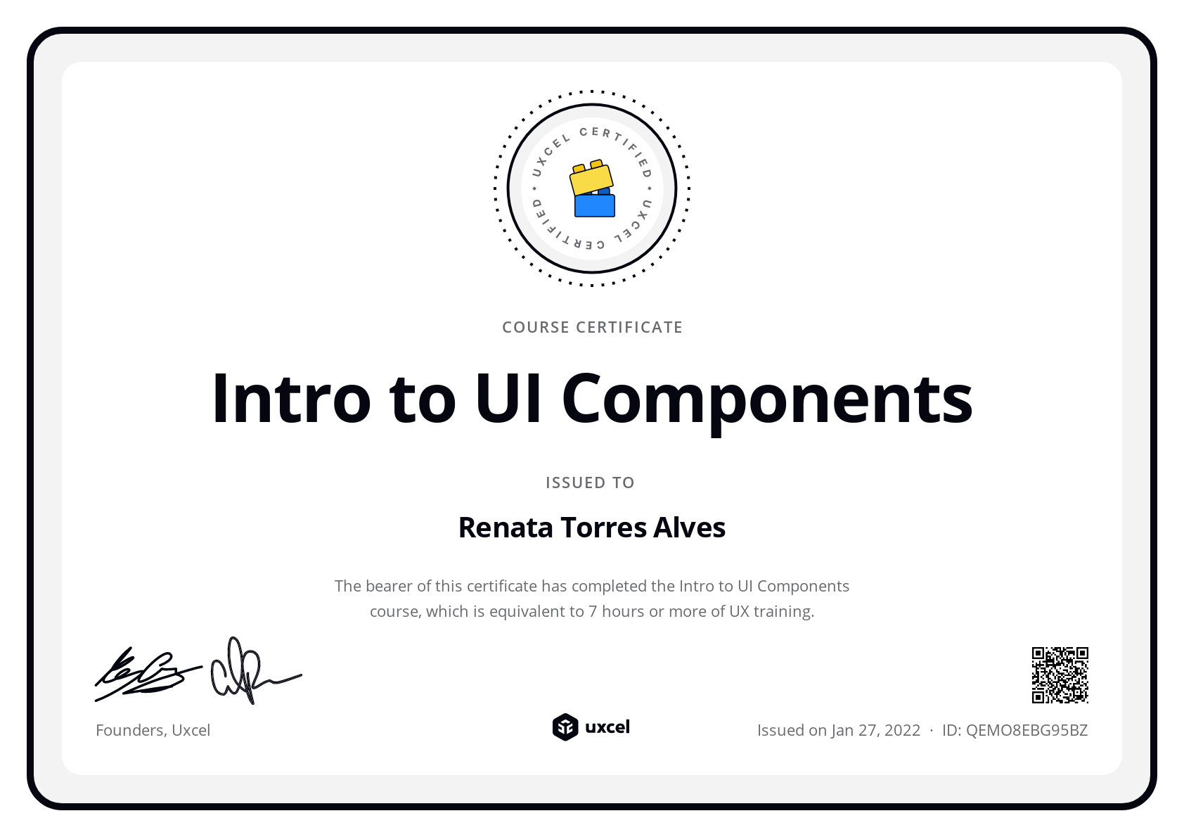 Renata Torres Alves's certificate